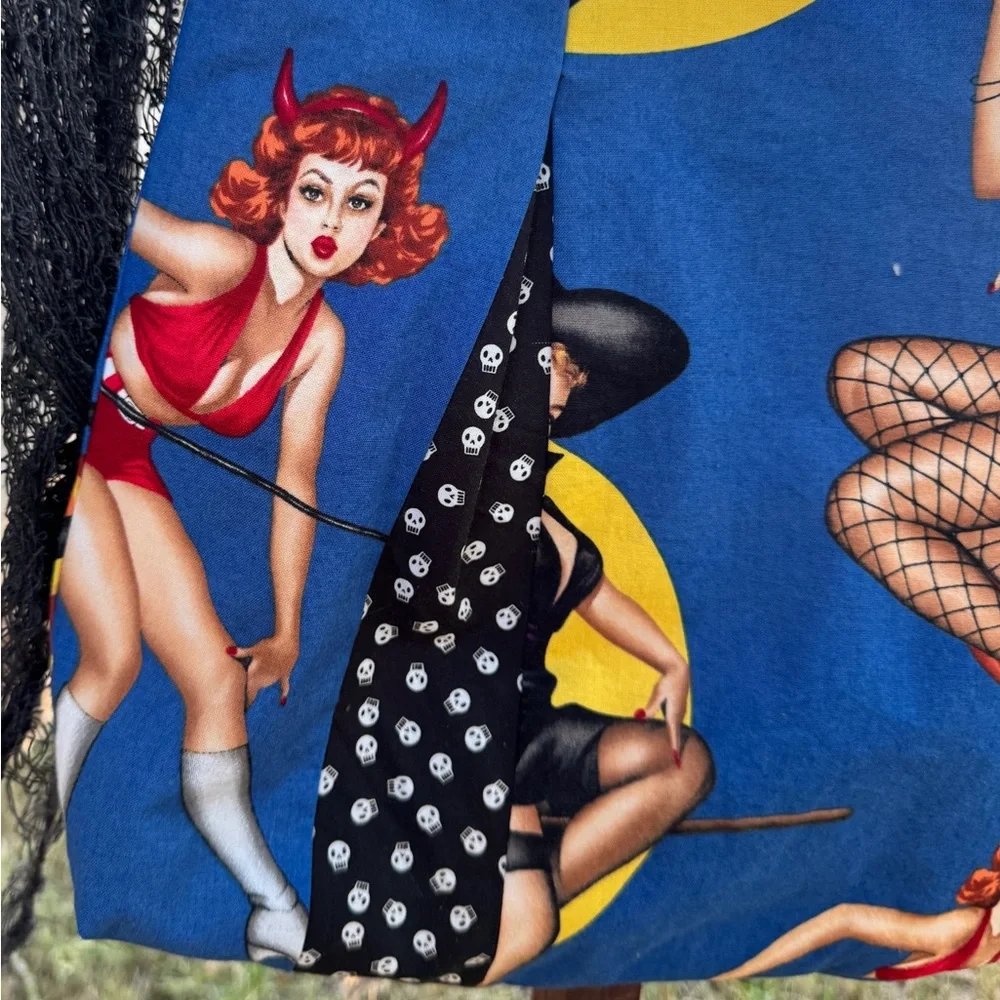 Pin Up Witches Tote Bag Handmade Sturdy Tote for Spell Books and Treats - Picture 5 of 9
